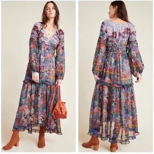 Anthropologie Maeve Annabella Maxie dress boho floral Gypsy size 12